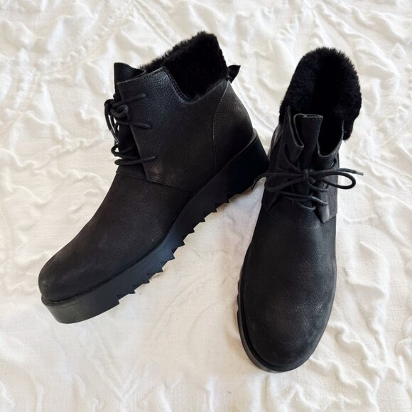 Eileen Fisher Kenille Genuine Shearling Trim Wedge Bootie Size 11 New - Picture 5 of 8